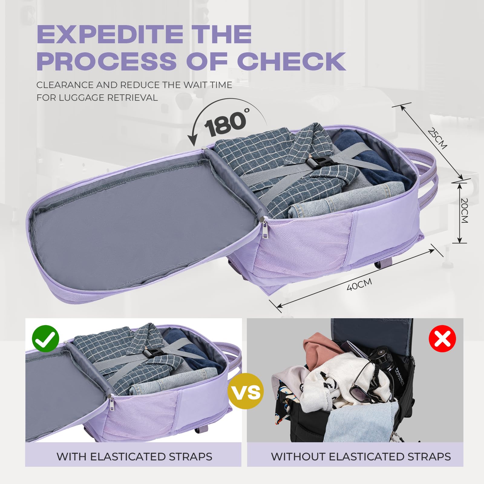 VMIKIV for Ryanair Cabin Bags 40x20x25 Underseat Carry On Bag,Small Travel Backpack Cabin Size for Men Women,Hand Luggage for Overnight, Weekend,Under Seat Casual Daypack for Airlines