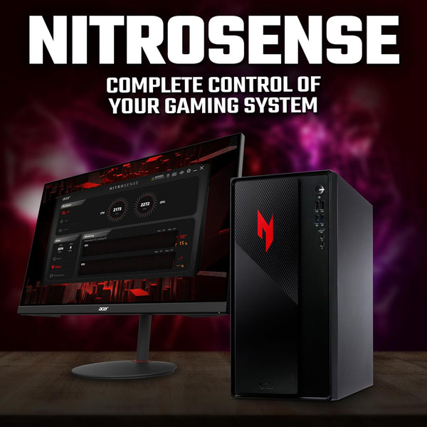 Acer Nitro N20 Gaming Desktop PC - Intel Core i5-13420H, 16GB, 512GB SSD, NVIDIA GeForce RTX 5060, No Display, Windows 11, Black