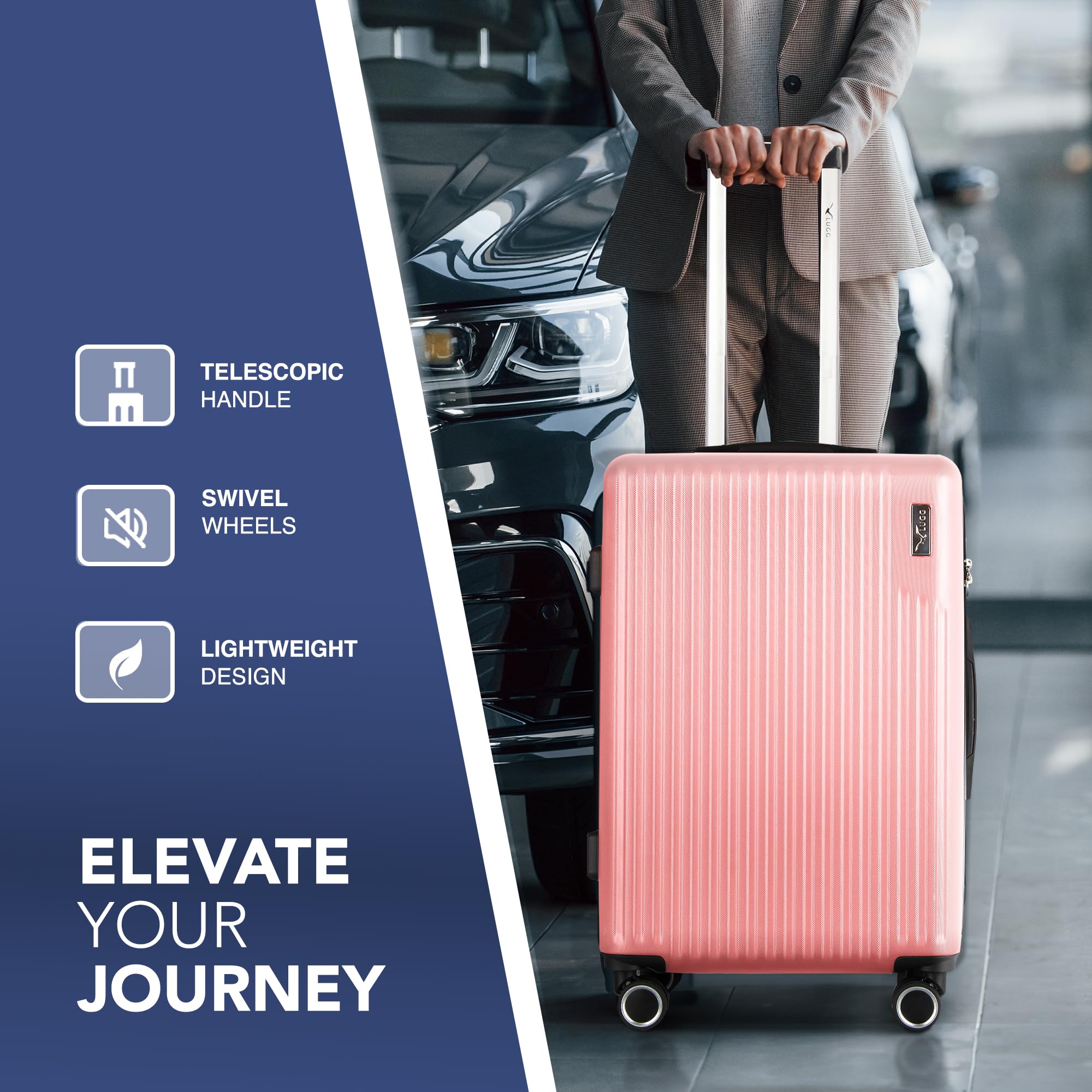 LUGG 15 Inch Vacay Cabin Case - 45x36x20 cm, Airline Approved Carry On Suitcase, ABS Lightweight Suitcase, Water Resistant Hard Suit Case with 360° Spinner Wheels, Carry On Bag with TSA Indent Lock