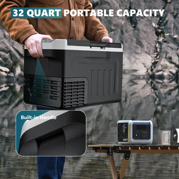 EUHOMY 18L Car Fridge, Compressor Fridge -20℃~20℃, Portable Refrigerator 12/24V DC 100-240V AC, Portable Freeze with APP Control for Camping, Travel, Boat