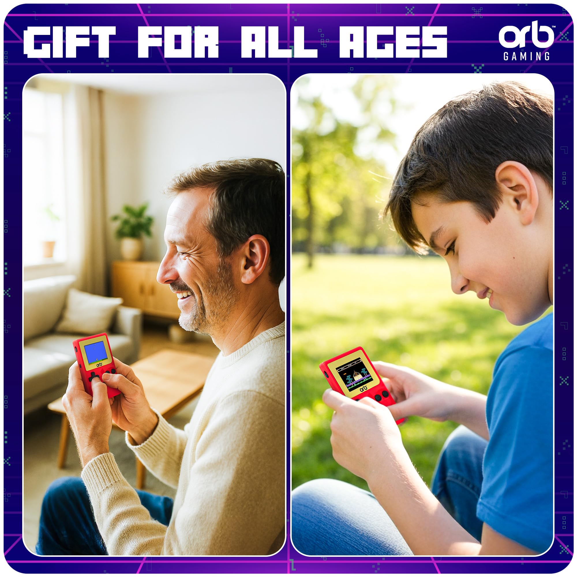 Official Atari Cartridge Handheld Mini Arcade Console with 3 Games - Pong Sports, Asteroids & Missle Command, 2" Colour Screen, Keyring, Retro Gaming Console Gift for Him and Her