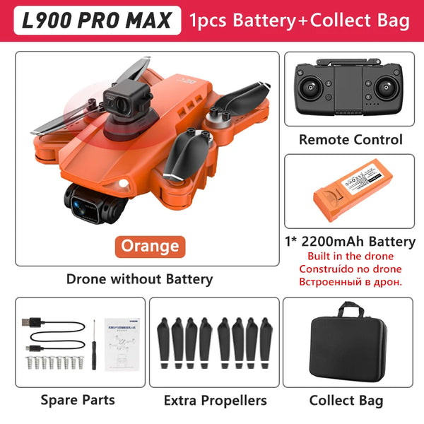 L900 Pro MAX GPS Drone 4K Professional HD Dual Camera 5G Wifi 360° Obstacle Avoidance Brushless Foldable Quadcopter RC Drone Toy