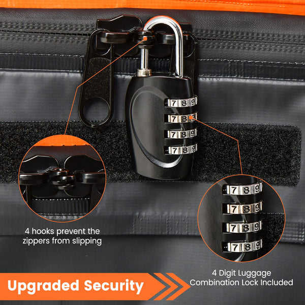 COSTWAY 15/21 Cubic Feet Car Roof Bag, 100% Waterproof Roofing Cargo Carrier with Anti-Slip Mat, Combination Lock & Straps, Rooftop Luggage Storage Box (Black, 21 Cubic Ft/600L)