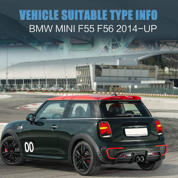 VLAND LED Tail Light Compatible with BMW Mini Cooper F55 F56 F57 2014-2021, Rear Lights with Sequential Turn Signal, Electroplated housing, Red