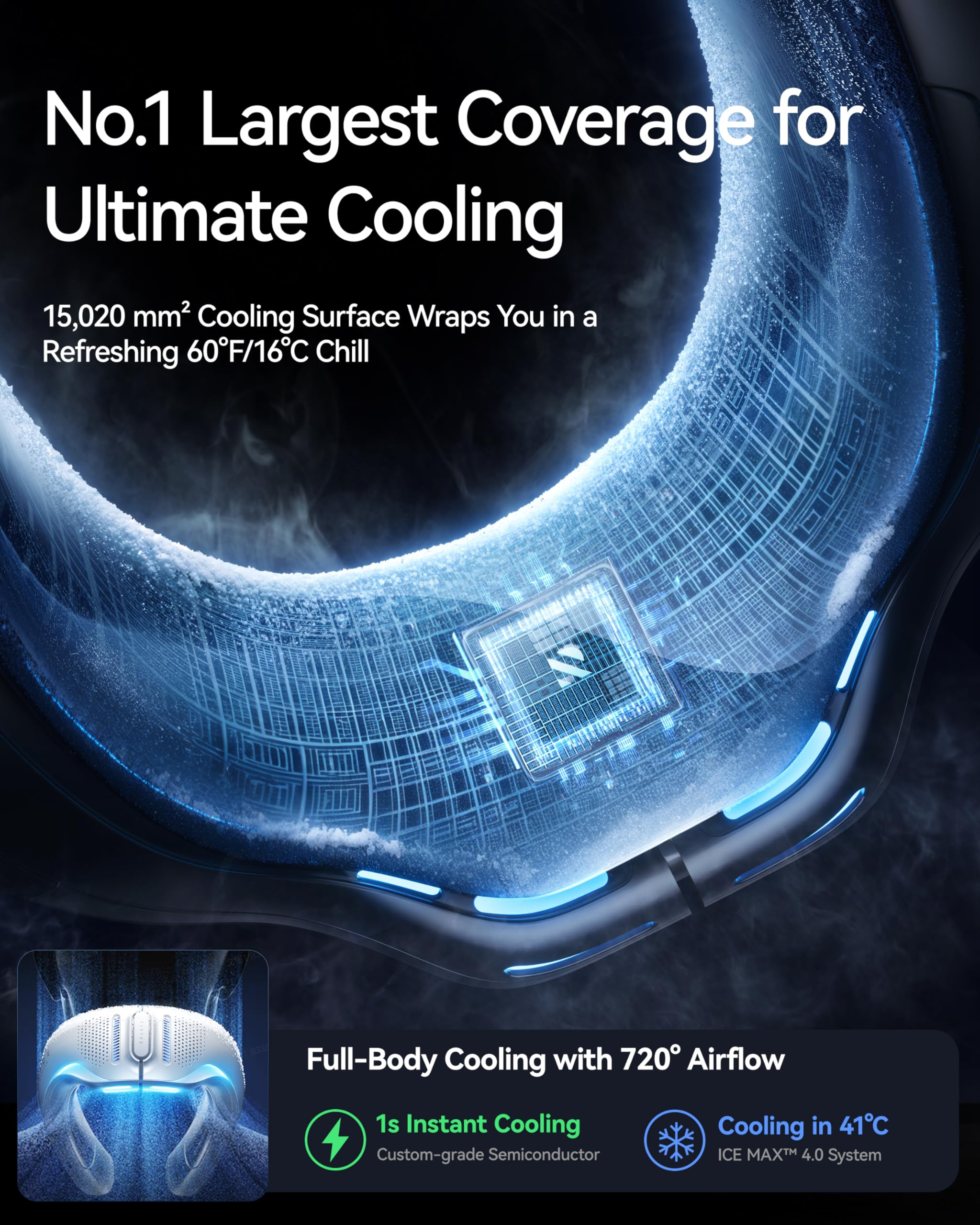 RANVOO AICE LITE Plus 2025 Max Cooling Airflow [No.1 Coolest & Most Durable] Neck Air Conditioner, Ultimate Immersive Personal AC 6000 mAh Rechargeable Neck Fan Blow Cold Air, Gifts for Mom/Dad, White