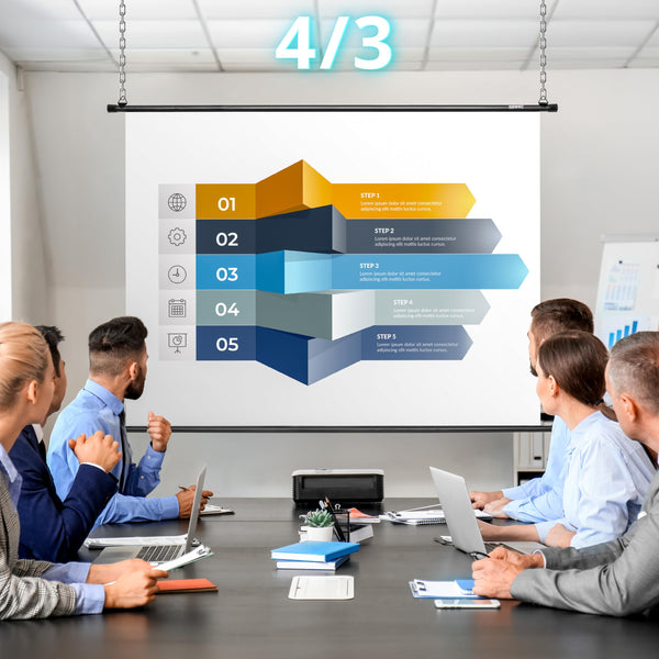 Duronic BPS60/43 Simple Bar Wall Mountable HD Projection Screen for | School | Theatre | Cinema | Home Projector Screen – 60” -4:3 Matte White Screen (Size: 122 X 91cm)