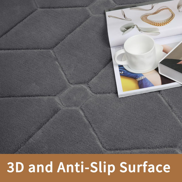 Sour Lemon Rugs Living Room 200x290, 3D Grey Area Rugs for Bedroom, Extra Large Rugs for living room, Machine Washable Anti Slip Fluffy Rug Shaggy Rug