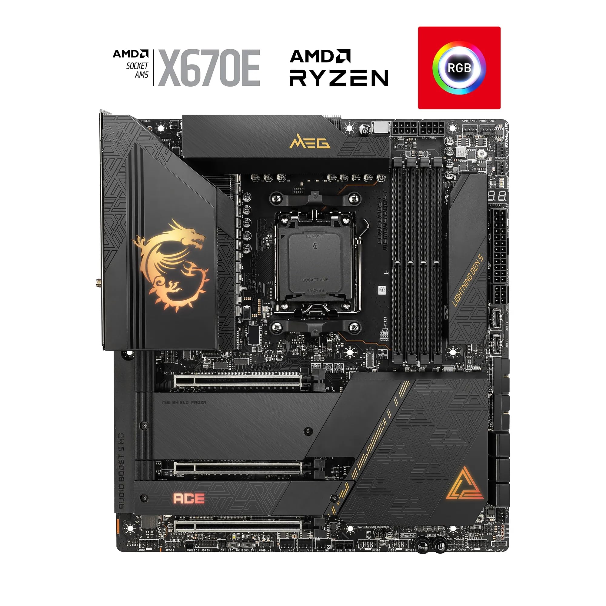 MSI X670E GAMING PLUS WIFI Motherboard, ATX - Supports AMD Ryzen 9000 / 8000 / 7000 Series Processors, AM5 - 80A SPS VRM, DDR5 Memory Boost 7800+ MHz/OC, PCIe 5.0 x16, M.2 Gen5, Wi-Fi 6E