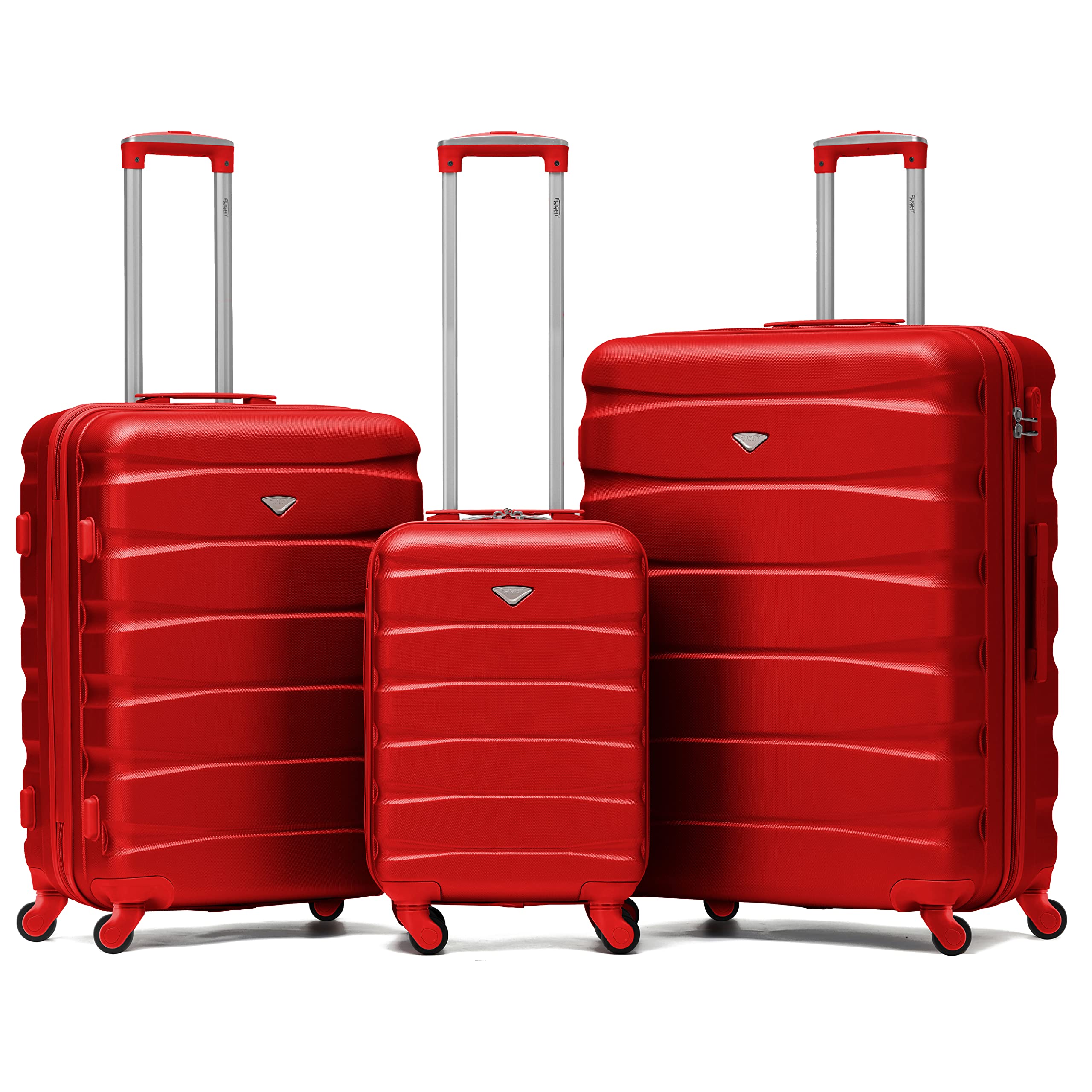 Flight Knight Set of 3 Lightweight 4 Wheel ABS Hard Case Suitcases Cabin & Hold Luggage Options Approved for Over 100 Airlines Including easyJet, British Airways, Ryanair, Jet2 & Many More