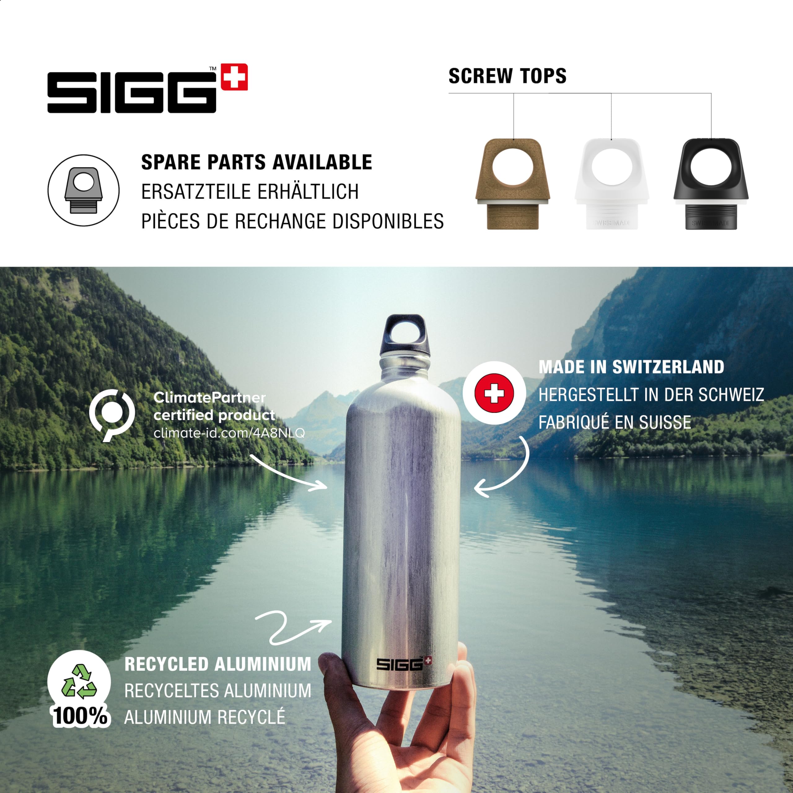 Sigg - Aluminum Water Bottle - Traveller - Climate Neutral Certified - Suitable For Carbonated Beverages - Leakproof & Lightweight - BPA Free - 0.6L / 1L/ 1.5L