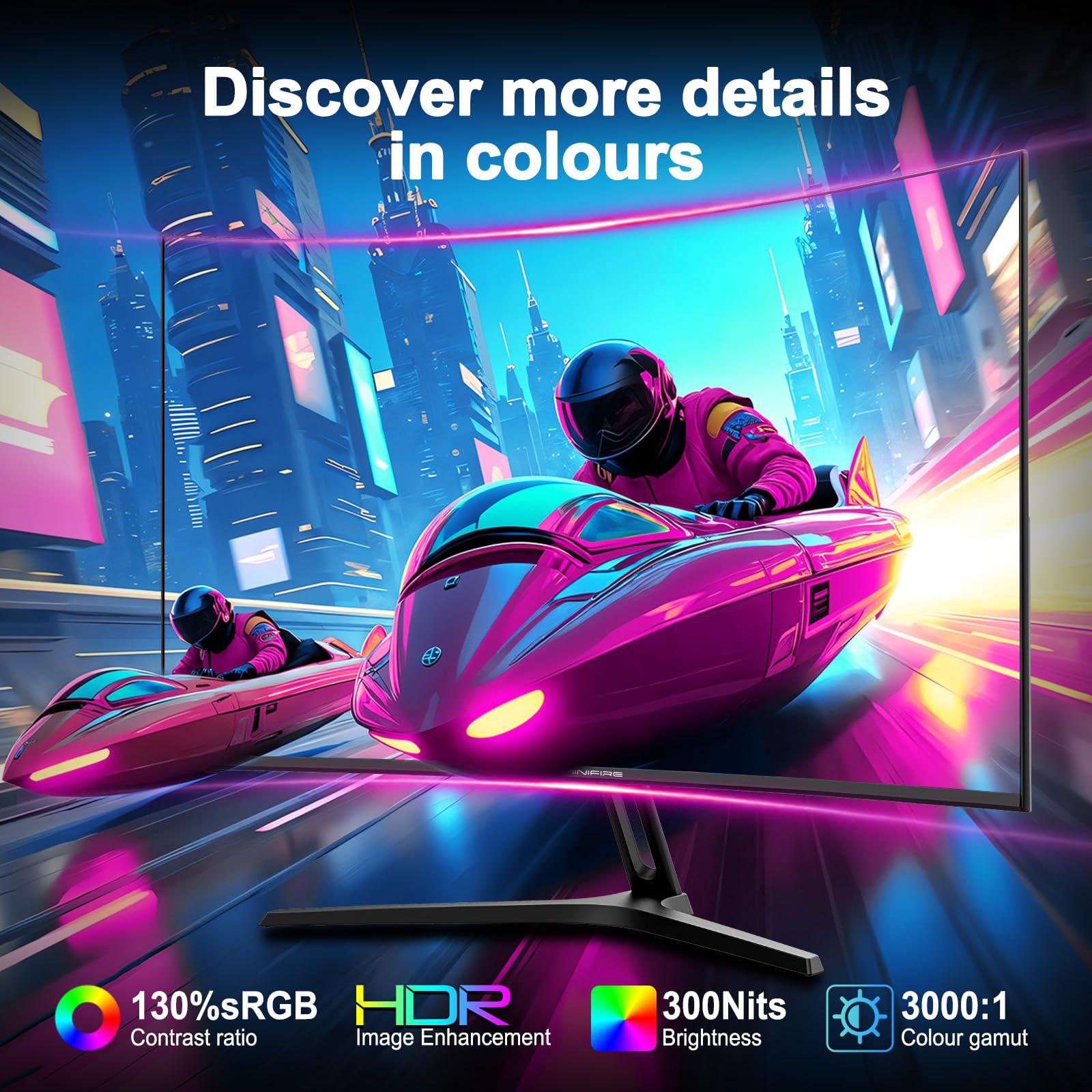 Minifire 27 Inch Gaming Monitor, 180Hz, Curved Gaming Monitor, Built in Speaker, Crosshair, 1Ms, sRGB130%, FHD 1080P Computer Screen, VESA Compatible, Eye Care Adaptive Sync HDMI＆DP Prots （MFG27C1 ）