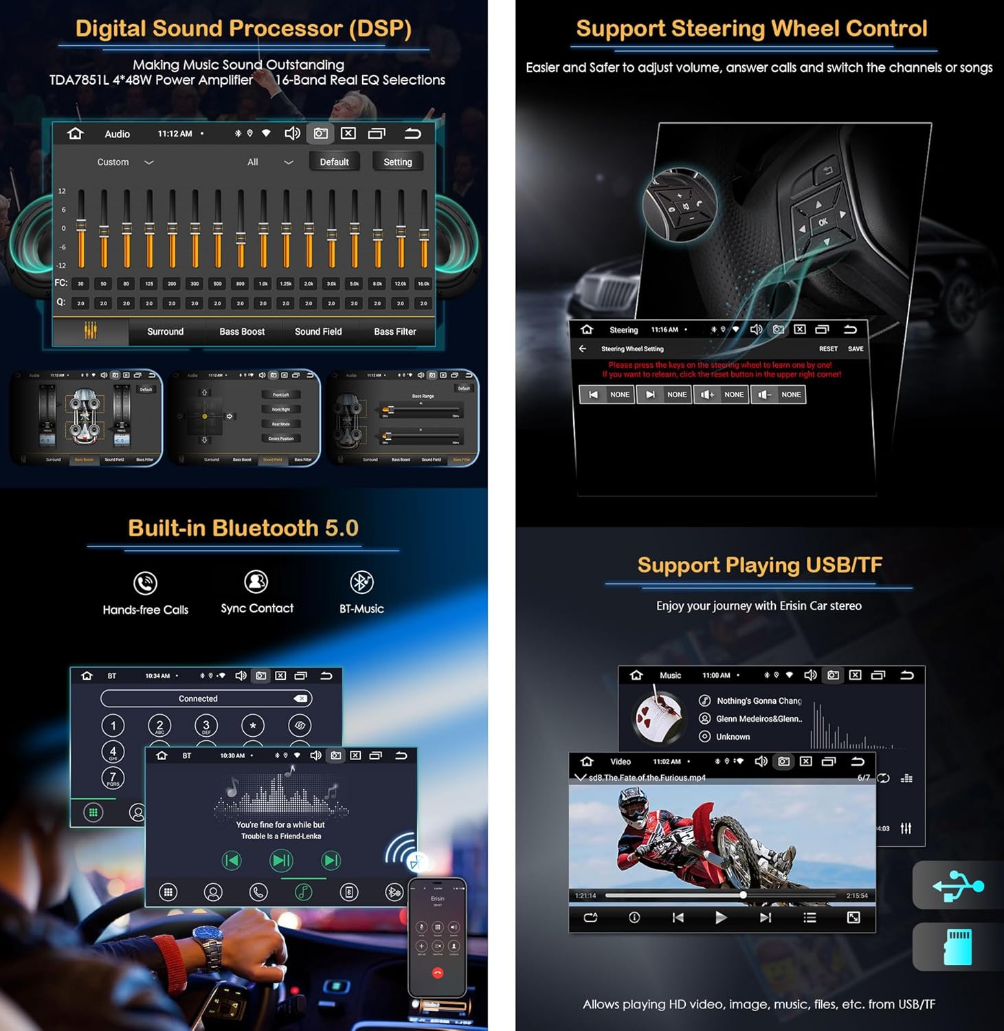 Erisin 8-Core 4GB+64GB Android 13 Car Stereo GPS Sat Nav for VW Crafter Amarok Caddy Polo 6R ŠKODA Yeti Transporter T6 9" Car Radio IPS CarPlay Android Auto DSP DAB+ Bluetooth 5.0 Canbus WiFi OBD2