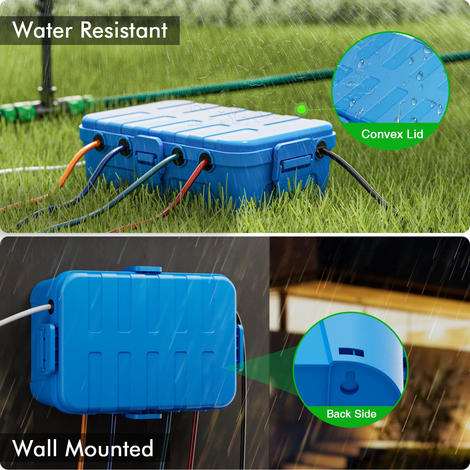 RESTMO Extra Large Waterproof Electrical Box, IP54 Weatherproof Outdoor Outlet Cover, Protect Outlet, Plug, Timer, Power Strip (Not Included), Holiday Light Decoration, 32 x 22 x 13 cm, Black