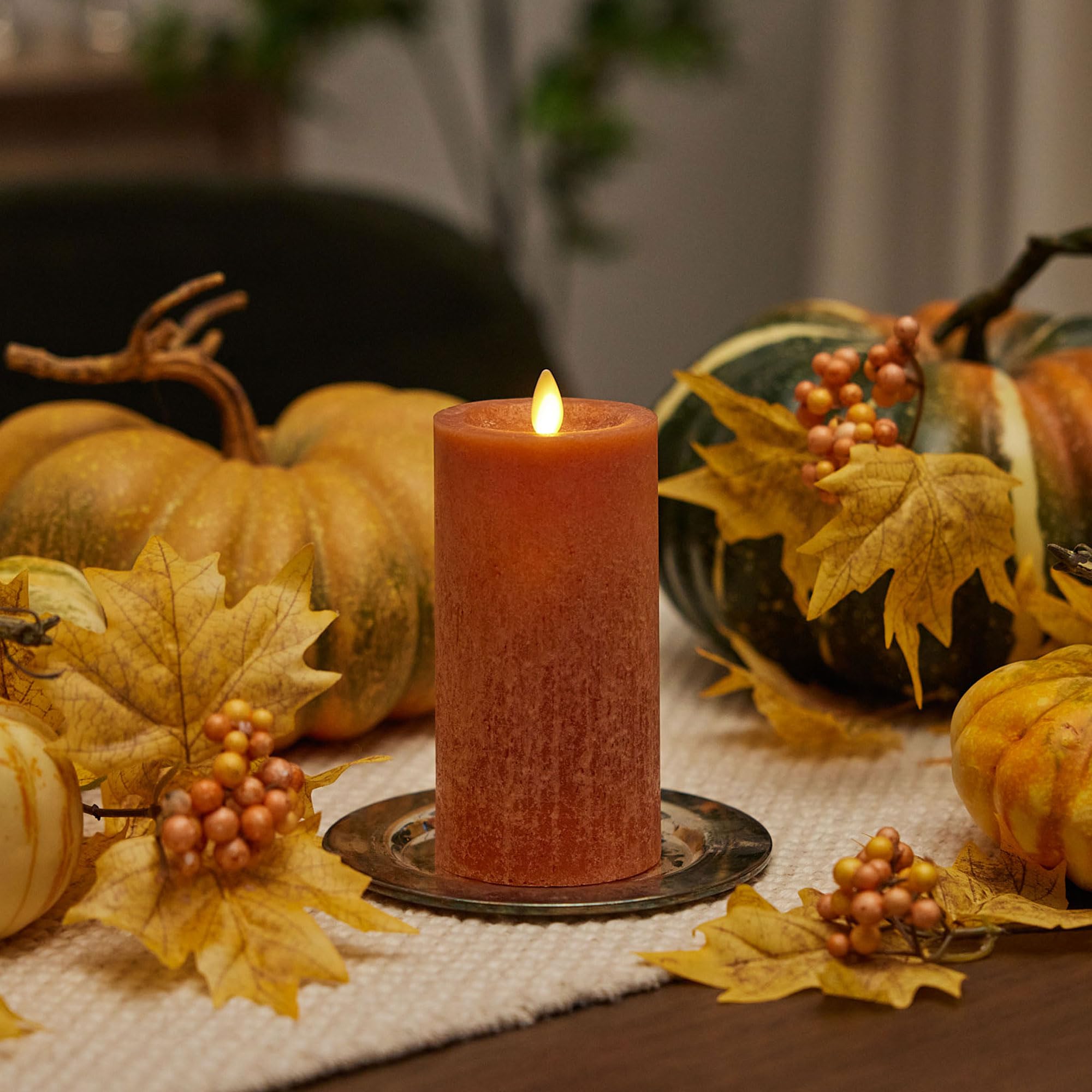 Luminara Adobe Seaglass Flameless Candle Moving Flame LED Pillar, Unscented, Real Wax with Recessed Edge, Battery Operated (3" x 6.5")