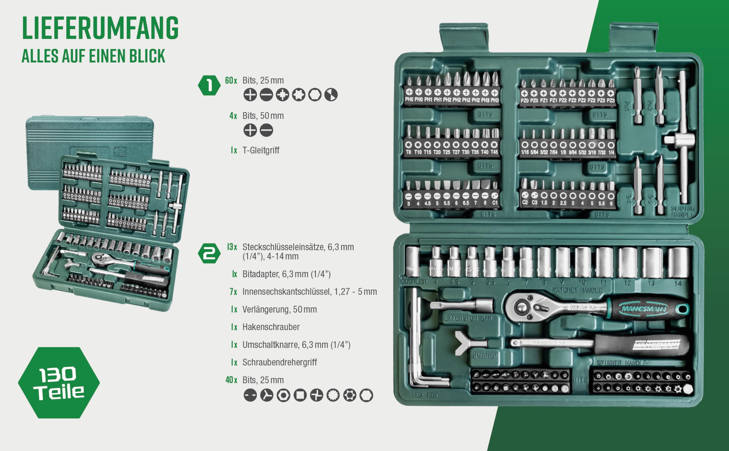 Mannesmann Socket and Bit Set (130 Pieces)