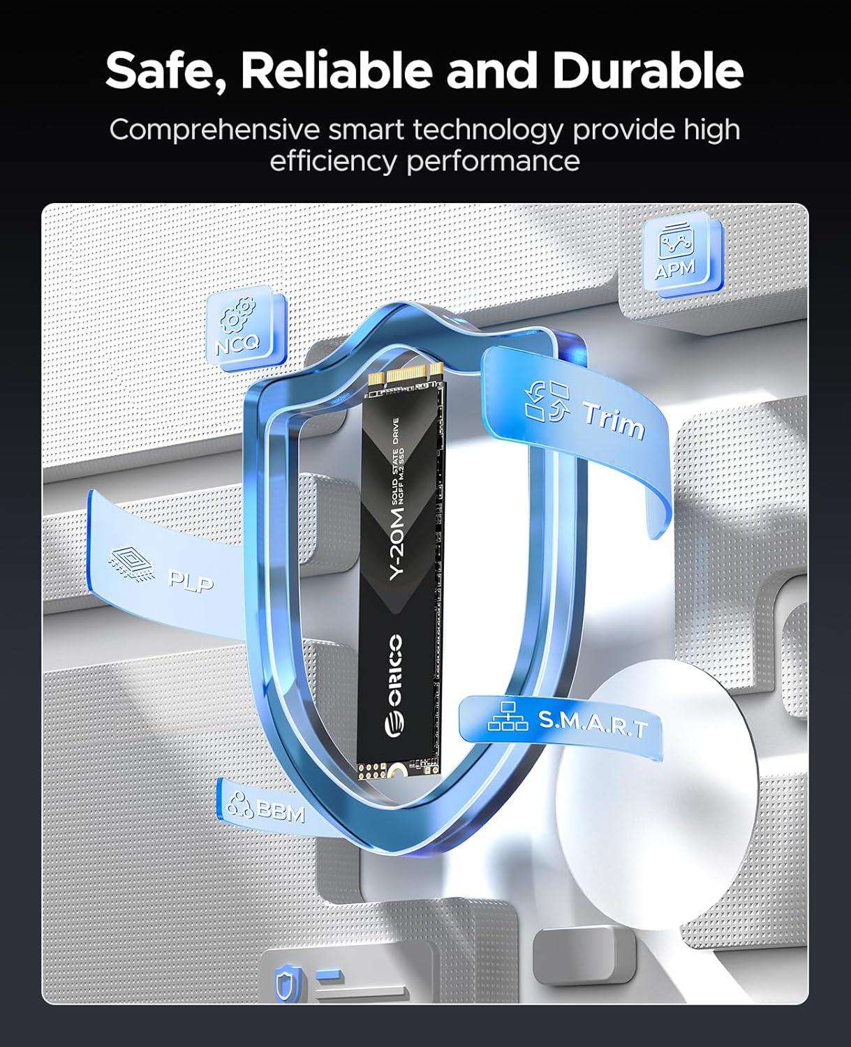 ORICO M.2 2280 SATA SSD, Internal M.2 SSD with B+M Key for Desktop/Laptop, SATA III 6Gbps NGFF Solid State Drive Low Power Consumption (PCIe NVMe Incompatible) - Y20M (128, GB)