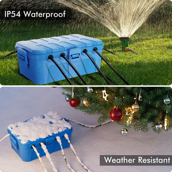 RESTMO Extra Large Waterproof Electrical Box, IP54 Weatherproof Outdoor Outlet Cover, Protect Outlet, Plug, Timer, Power Strip (Not Included), Holiday Light Decoration, 32 x 22 x 13 cm, Black