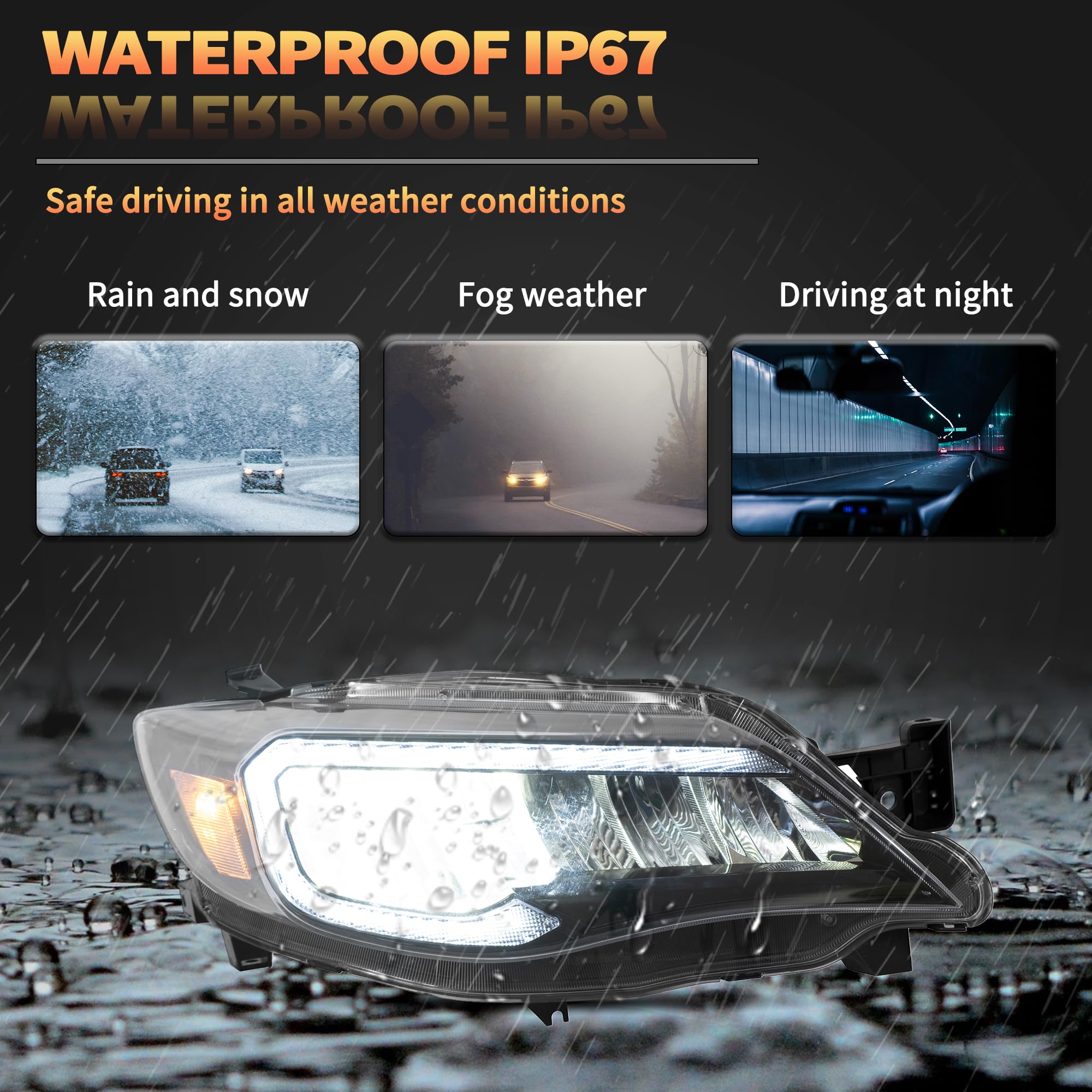 VLAND Motor LED Headlights compatible with Subaru Impreza WRX Halogen Model 2008-2014 [Not for xenon], w/Startup dynamic display, Passenger & Driver Sides for RHD