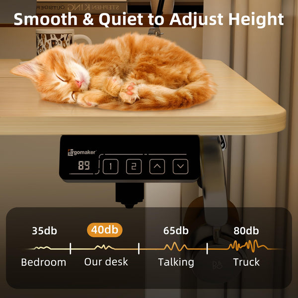 ERGOMAKER Electric Height Adjustable Standing Desk 80x60cm (31.5"x23.6"), Sit Stand Desk with Splicing Top for Home Office (Black Frame + Black Desktop)