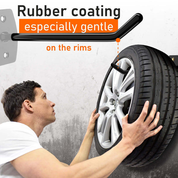 Upgrade4cars Tyre Wall Hooks for 8 Rims | Car Tire Holder Set with Screws | Tyres Storage Hanger Rack