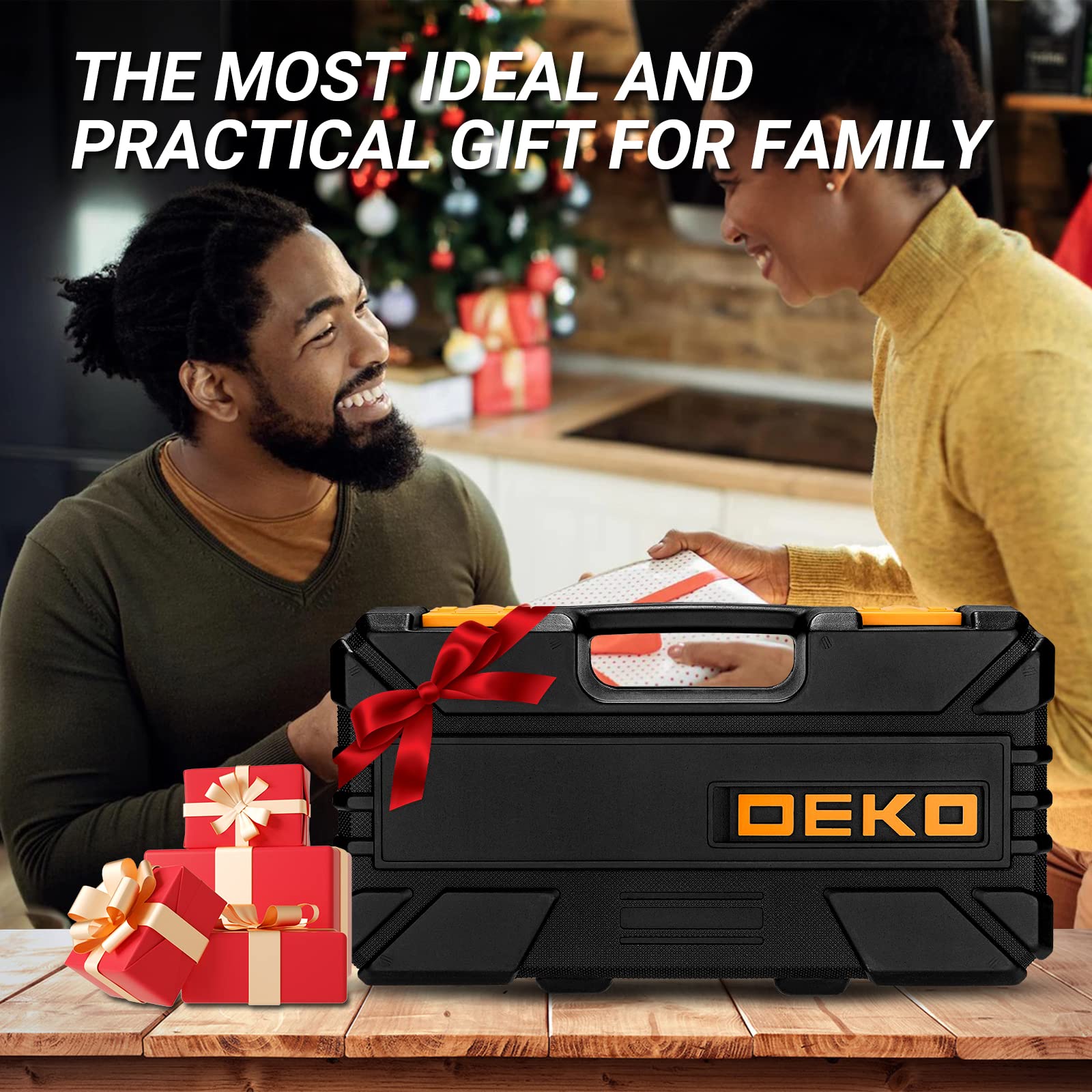 DEKO Tool Kit Set Box 62 Piece Home Repair DIY Tools Basic Hand Toolbox Sets for Home