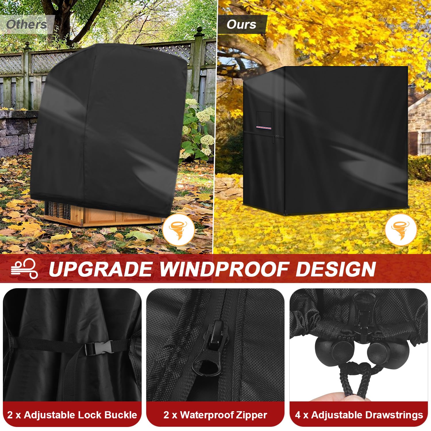 LAMUNI Beach Chair Protective Cover Windproof Roofed Wicker Beach Chairs Covers, 420D Oxford Protective Cover for Beach Chairs with Zips and Air