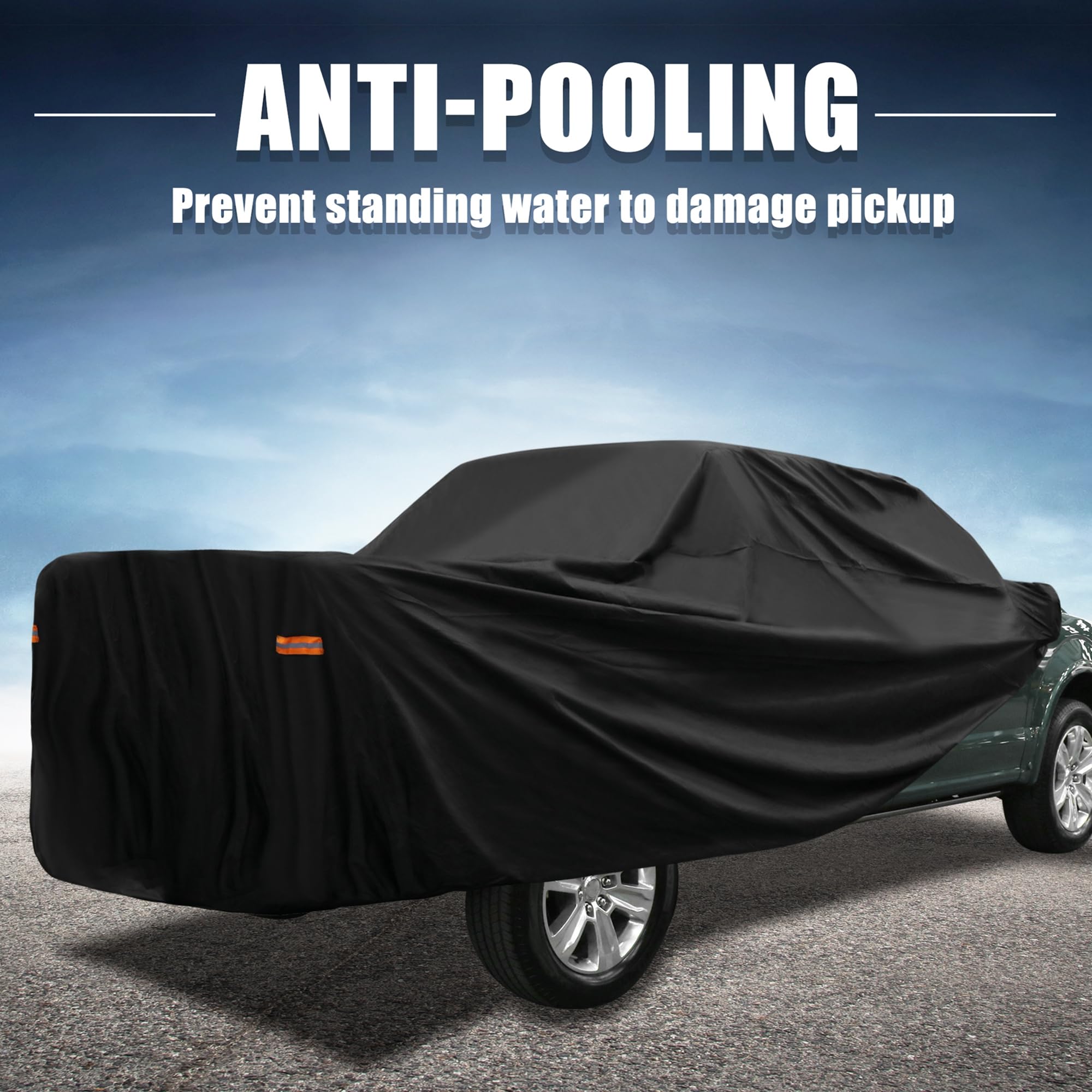 X AUTOHAUX All-Weather Pickup Truck Cover for Toyota Tacoma Crew Cab Pickup 4 Door 6.1 Feet Bed (2005-2021) - Waterproof, UV-Resistant, and Windproof with Left Door Zipper, 190T PU Material