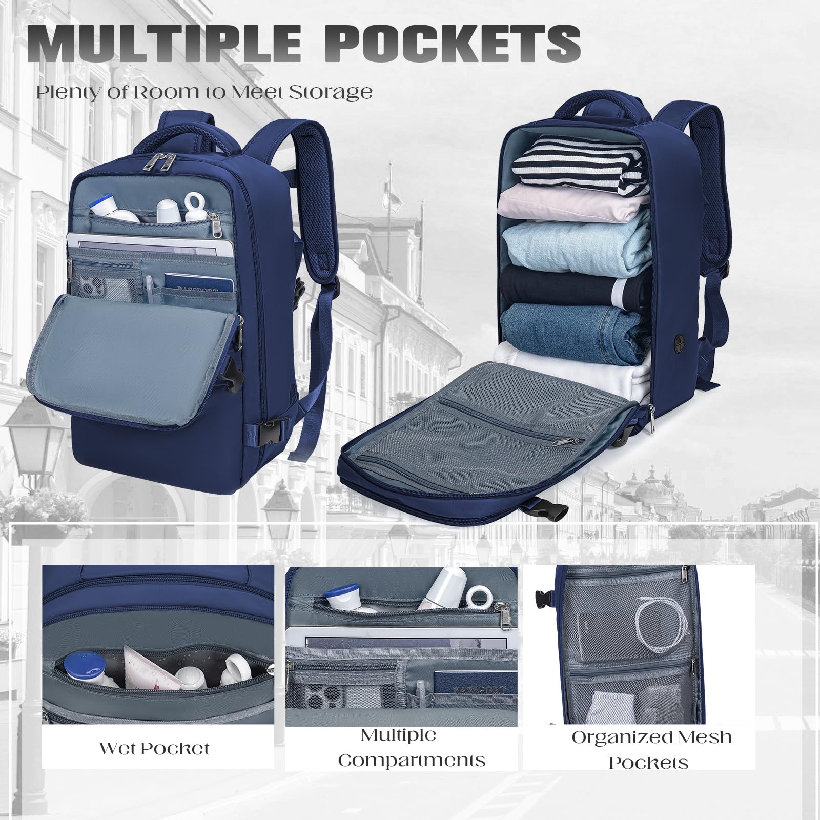 Cabin Bags 40x20x25 for Ryanair, Small Underseat Carry On Travel Backpack Casual Hand Luggage Flight Loptop Bags for Women Men Cabin Size Rucksack