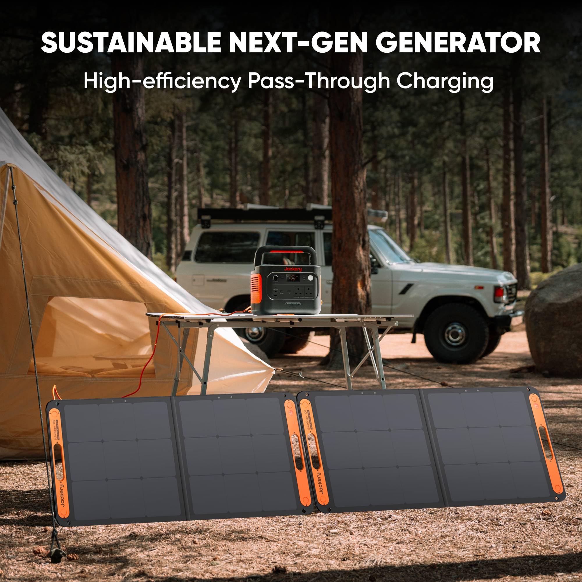 Jackery Explorer 1000V2 Portable Power Station (2024 New) + 2x 100W Solar Panels + 5M Extension Cable, 1070Wh LiFePO4, 1500W AC & 100W USB-C Output, 1-Hour Fast Charge