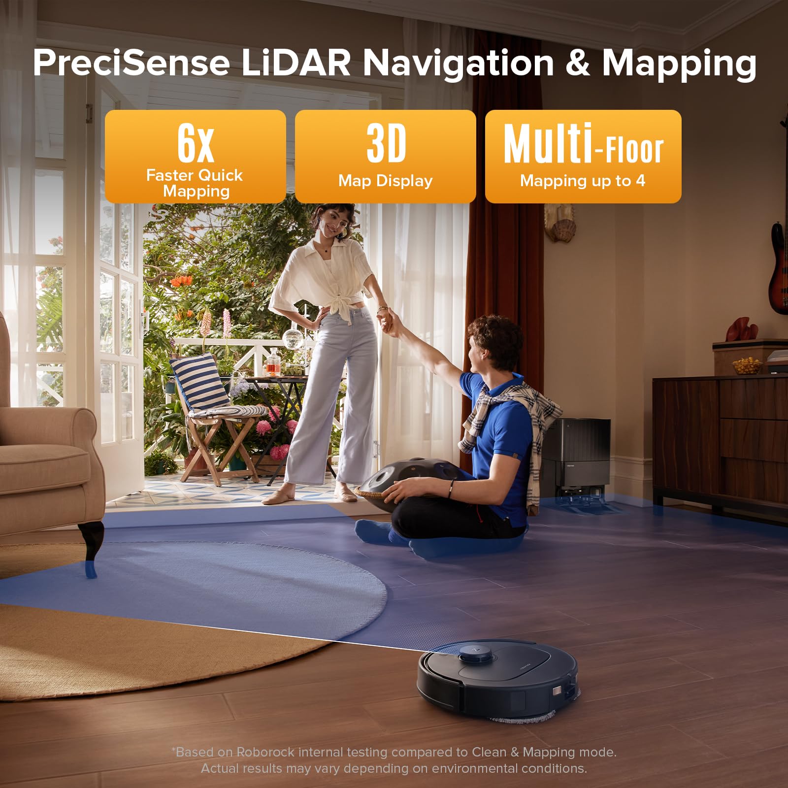 roborock Qrevo Series Robot Vacuum Cleaner with Mop, 10,000Pa Suction, Upgraded from Qrevo S, Dual Anti-Tangle Brushes, Smart Obstacle Avoidance, Auto Mop Washing&Drying, All-in-One Dock,Black(QV 35S)