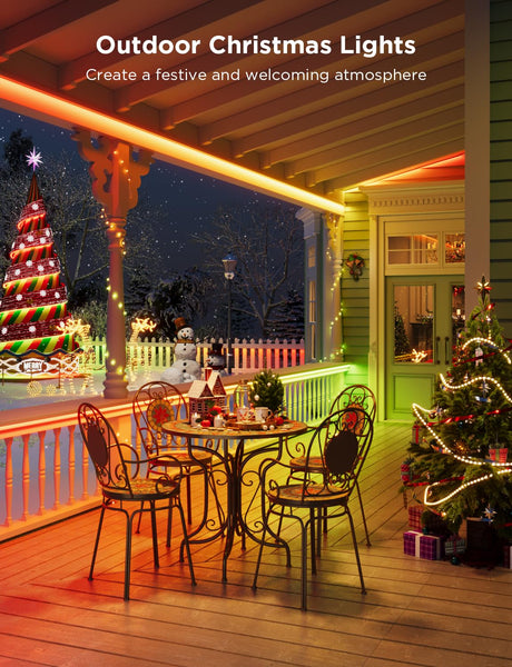 Govee Outdoor LED Strip Light, 10M RGBIC Outdoor Lights IP65 Waterproof, LED Strip for Garden, Eave, Garage, Music Sync and WiFi Voice Control, Smart App Control,Works with Alexa, Google Assistant