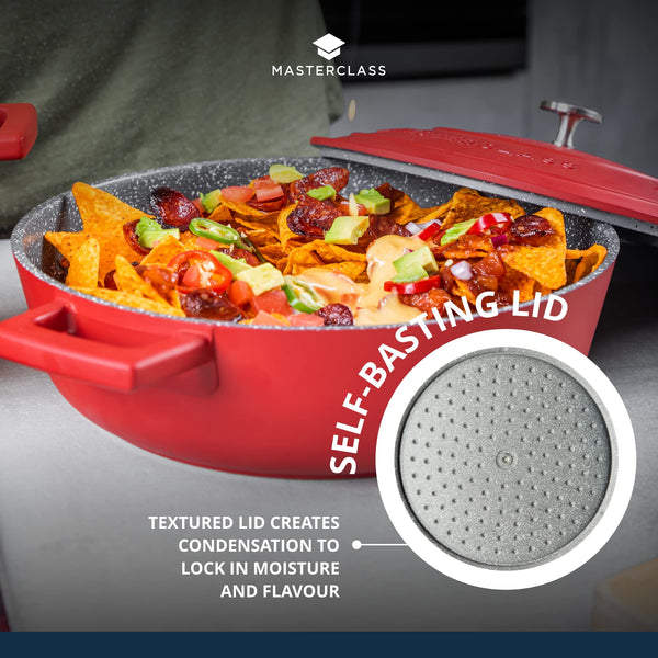 MasterClass Casserole Dish With Lid, Medium 4L/24 cm, Lightweight Cast Aluminium, Induction Hob And Oven Safe, Black