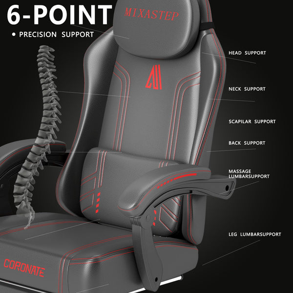 LXRADEO Gaming Chair for Adults, Ergonomic Gaming Chair with Footrest and Lumbar Support, Reclining Gamer Chair with Large Size Seat, Adjustable Swivel Computer Chair for Office Gaming 135 KG, WHITE