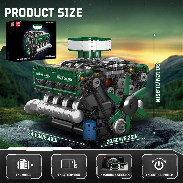 Mould King V12 Engine Building Block Sets, V12 Engine Model Kit That Runs, MOC Engineering Model Building Kit with Battery and Motor, Engineering Building Blocks for Adults (3472 PCS)