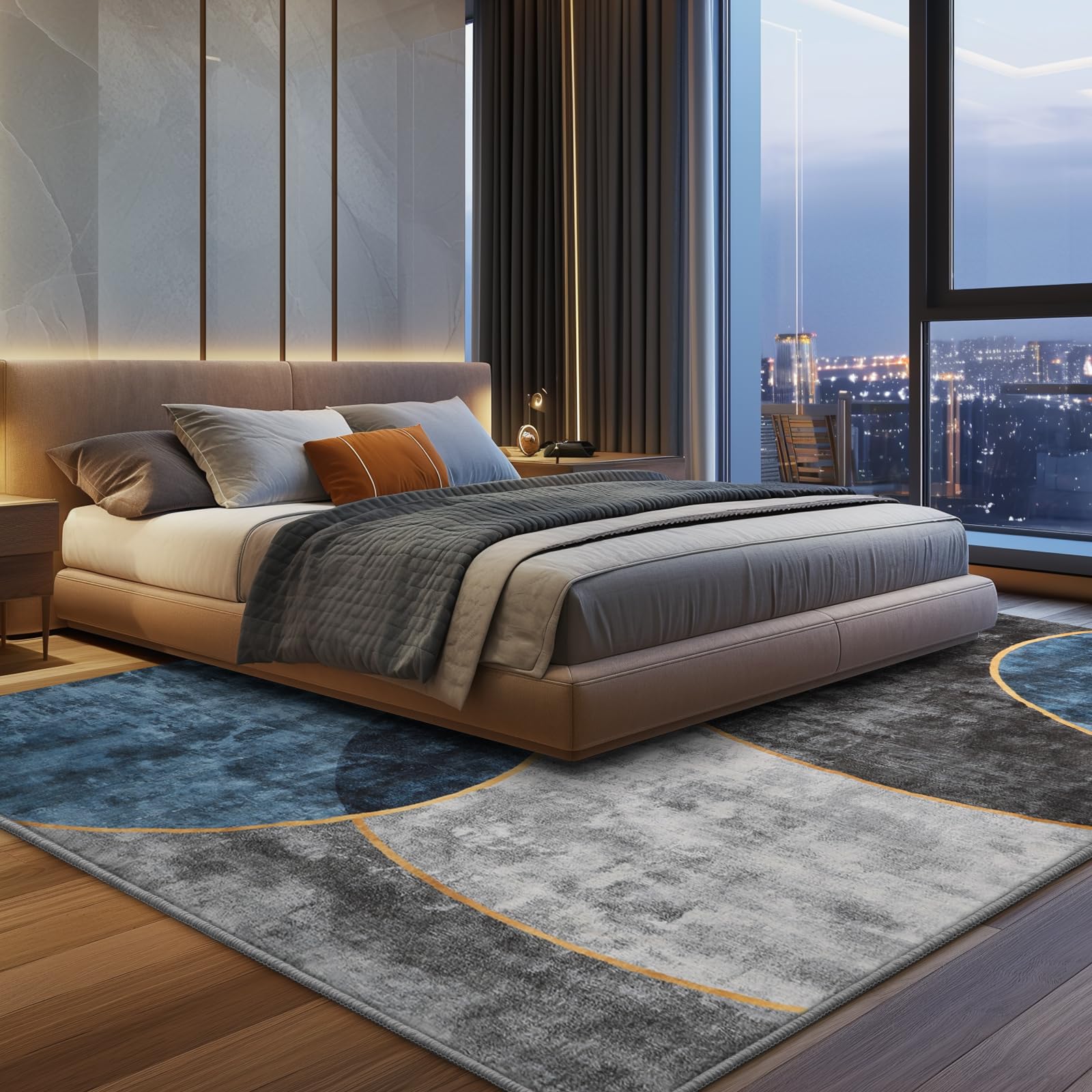 Sour Lemon Rugs Living Room Large 240x300 - Machine Washable Rug - Area Rugs for Bedroom - Large Boho Rug Vintage Rugs Anti Slip Fluffy Carpet for