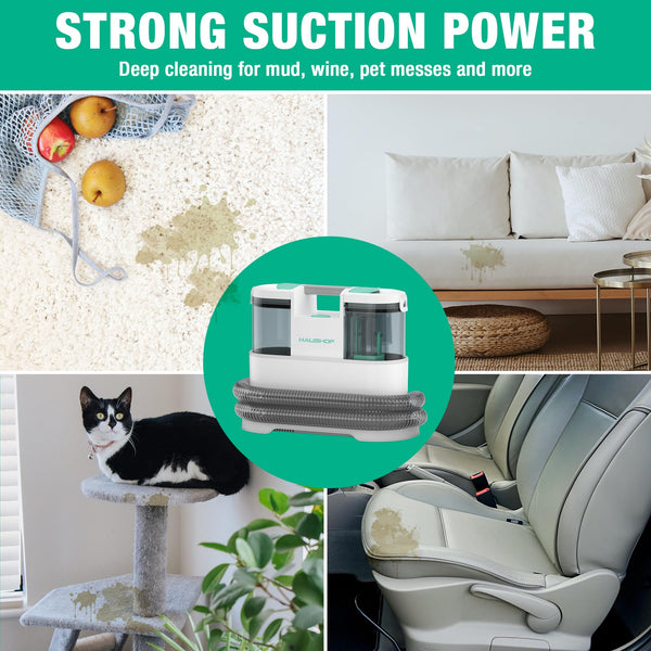 HAUSHOF StainZapper Pro Carpet Cleaner Machines, 450W Handheld Spot Carpet Washer, Clean Carpets, Stairs, Upholstery, Car Seats, 1.5L Twin Tank Spot Cleaner, Include Spot & Stain Cleaner