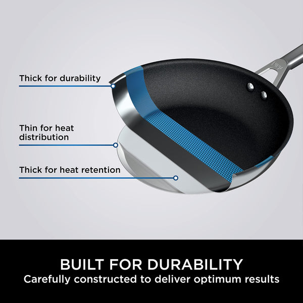 Ninja ZEROSTICK 5-Piece Pan Set, Long Lasting Non Stick,16cm, 18cm & 20cm Saucepans with oven-safe glass lids, 16cm Milk Pan, 24cm Frying Pan, Stainless Steel Cookware C6500UK