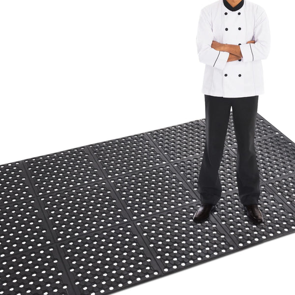 Nisorpa Large Outdoor Entrance Rubber Mats, 90cm x 210cm Heavy duty Rubber Drainage Mat Anti Fatigue Mat Non Slip Commercial Doormat with Drainage
