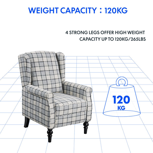 FLEXISPOT Recliner Chair Adjustable Armchair Single Seat Chair with Blanket for Relaxing Accent Chair Pushback for Living Room Bedroom Wing Back Reclining Sofa, Grey