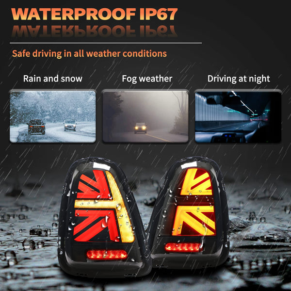 VLAND LED Rear Lights Compatible with Mini Cooper R56 R57 R58 R59 2007-2013, w/Startup Dynamic Display & Sequential Turn Indicator, 1 Set (Red)