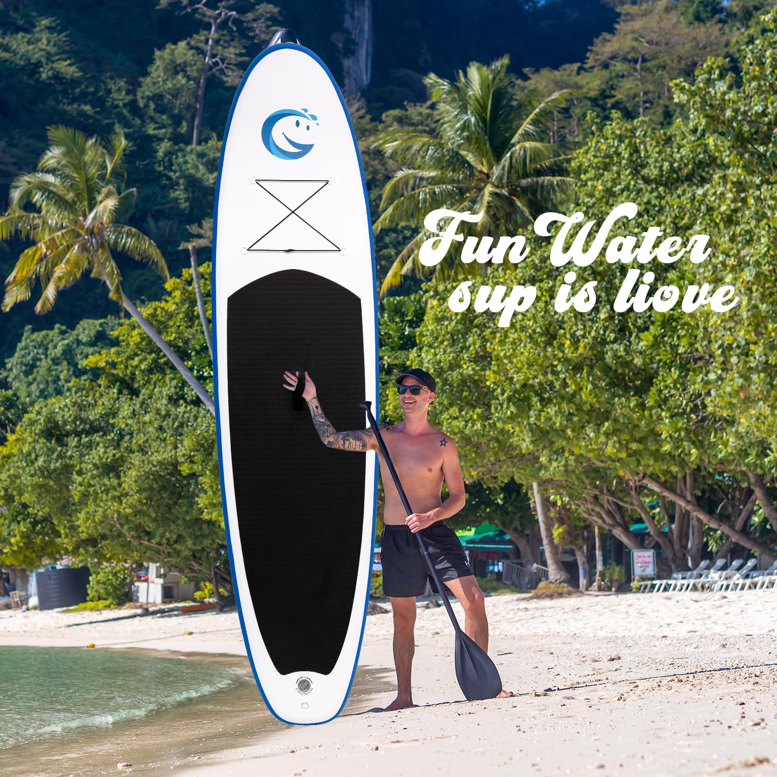 FunWater SUP Inflatable Stand Up Paddle Board 11'6"/11'/10'5" Ultra-Light with Inflatable Board,ISUP Accessories,Three Fins,Adjustable Paddle, Pump,Backpack, Leash,Waterproof Bag