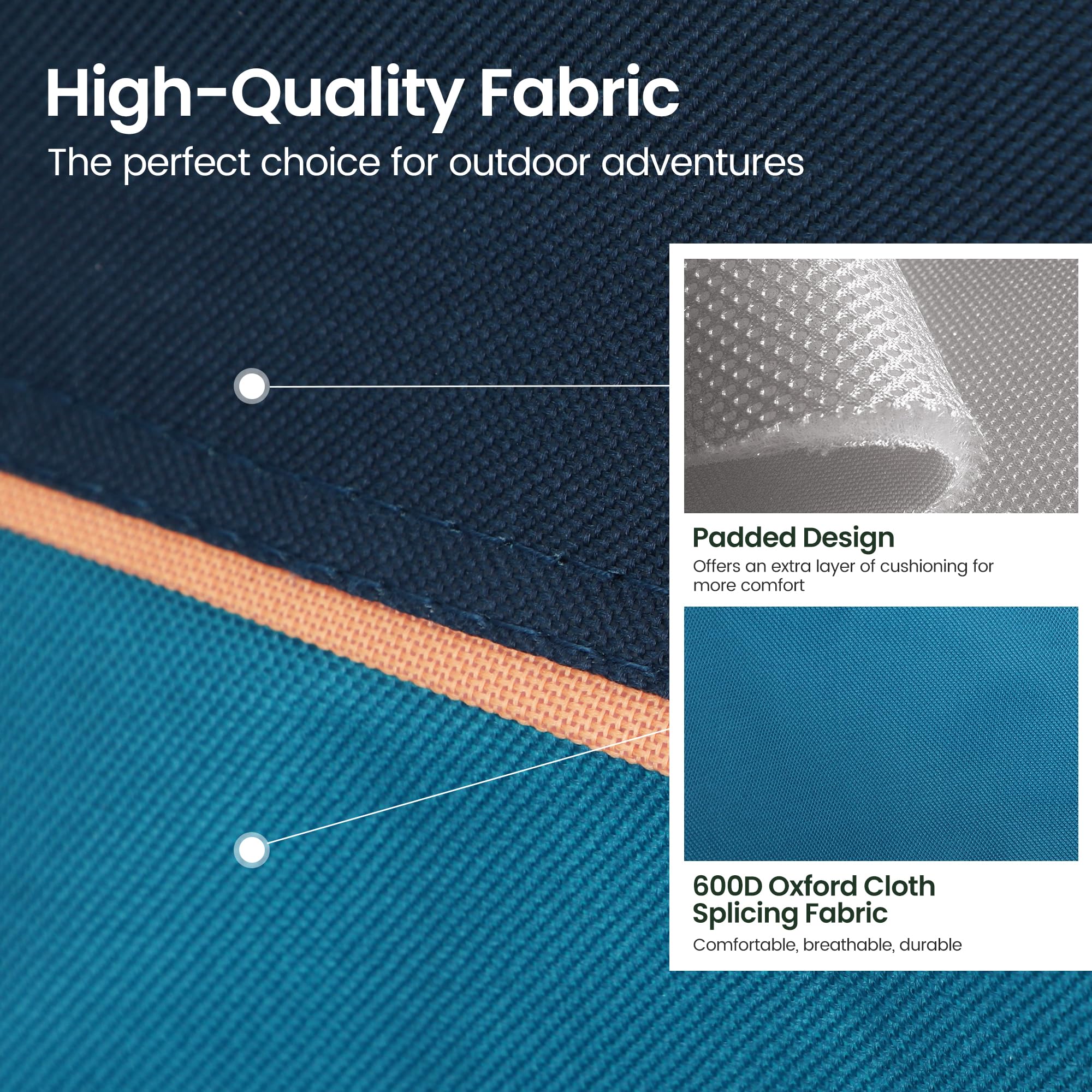 ALPHA CAMP Set of 2 Folding Camping Chairs with Cooler Bag & Cup Holder & Side Pocket Up to 120kg, Lightweight and Portable Camping Chair for Adults, Black