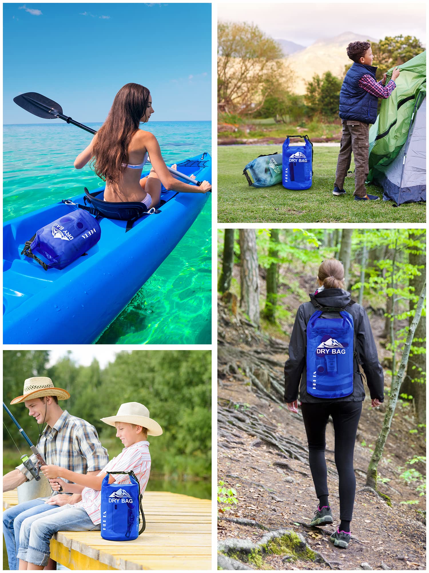 HEETA Waterproof Dry Bag for Women Men, 5L/10L/20L Roll Top Lightweight Dry Storage Bag Backpack with Waterproof Phone Case(IPX7) for Travel, Swimming, Boating, Kayaking, Camping and Beach