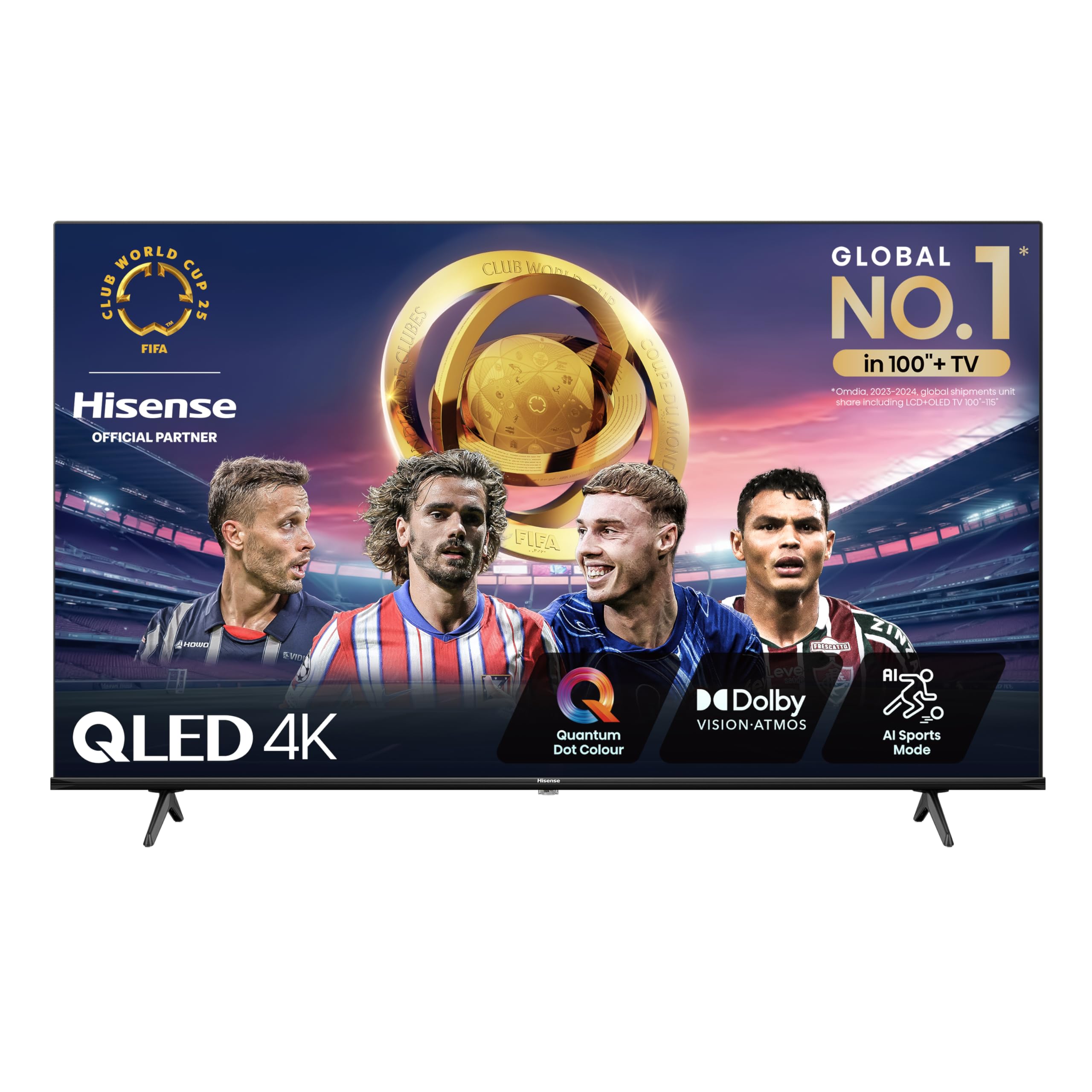 Hisense 55 Inch 4K QLED Smart TV 55E77NQTUK - Quantum Dot Colour, 4K AI Processor, Dolby Vision Atmos, Smooth Motion, Sports Mode, Vidaa OS with Freely, Youtube, Netflix and Disney+ (2024 Model)
