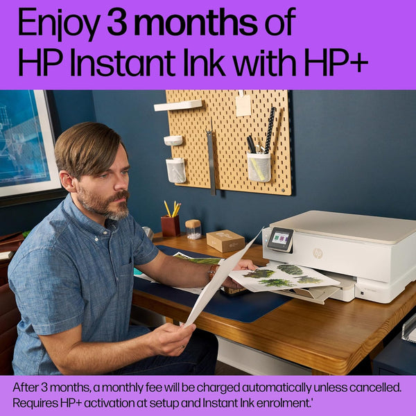 HP ENVY Inspire 7220e All-in-One Wireless Colour Printer | 5 months free Instant Ink limited time only | White | 2-sided printing | Touchscreen | Self-healing Wi-Fi