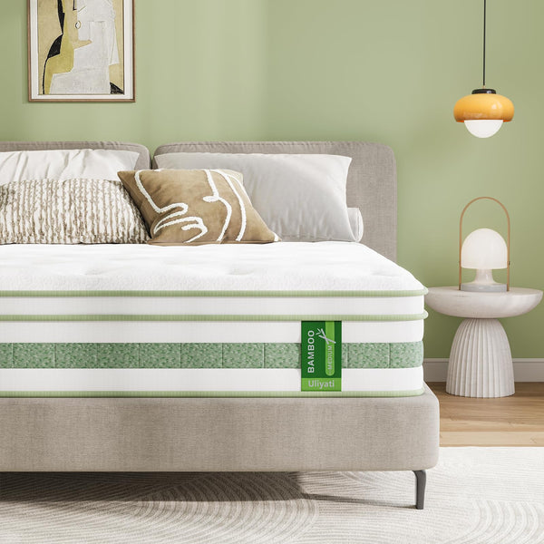 Uliyati Double Mattresses 4FT6, 10 Inch Gel Memory Foam Pocket Sprung Hybrid Mattress, 7-Zone Orthopedic & Motion Isolation, Medium Firm, 135x190x25cm