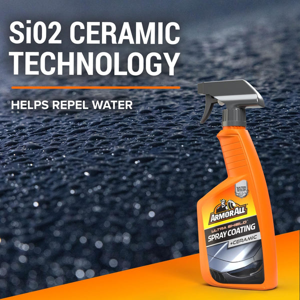 Armor All Ultra Shield + Ceramic Spray Coating Spray 500ml, Triple Action Ceramic Coating Formula for a Clean and Shiny Car, Water Beading and Dirt Repelling Technology to Prevent Stains