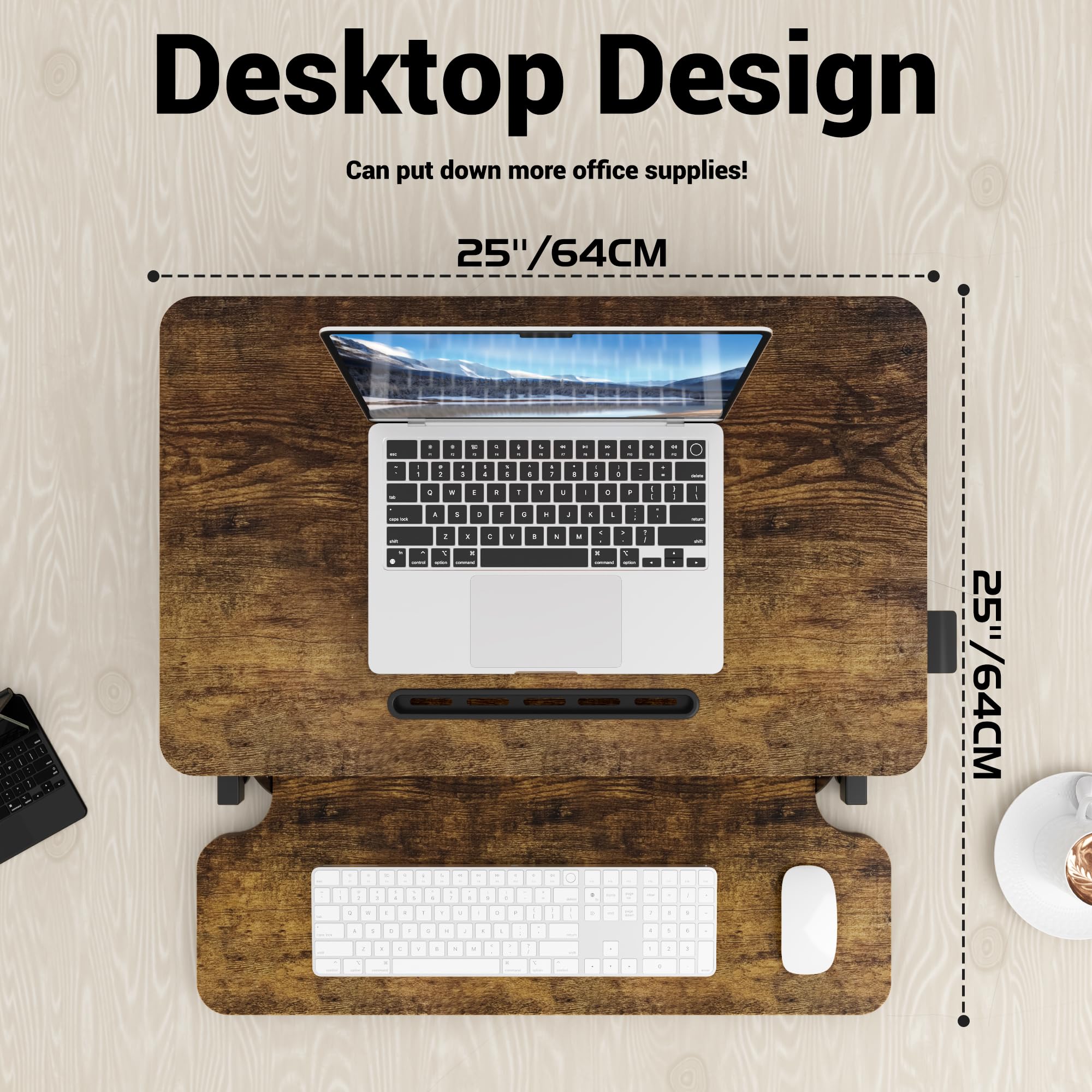 ERGOMAKER Standing Desk Converter, 36"/91cm Wide Height Adjustable Quick Sit to Stand Up Desk Riser for Dual Monitor