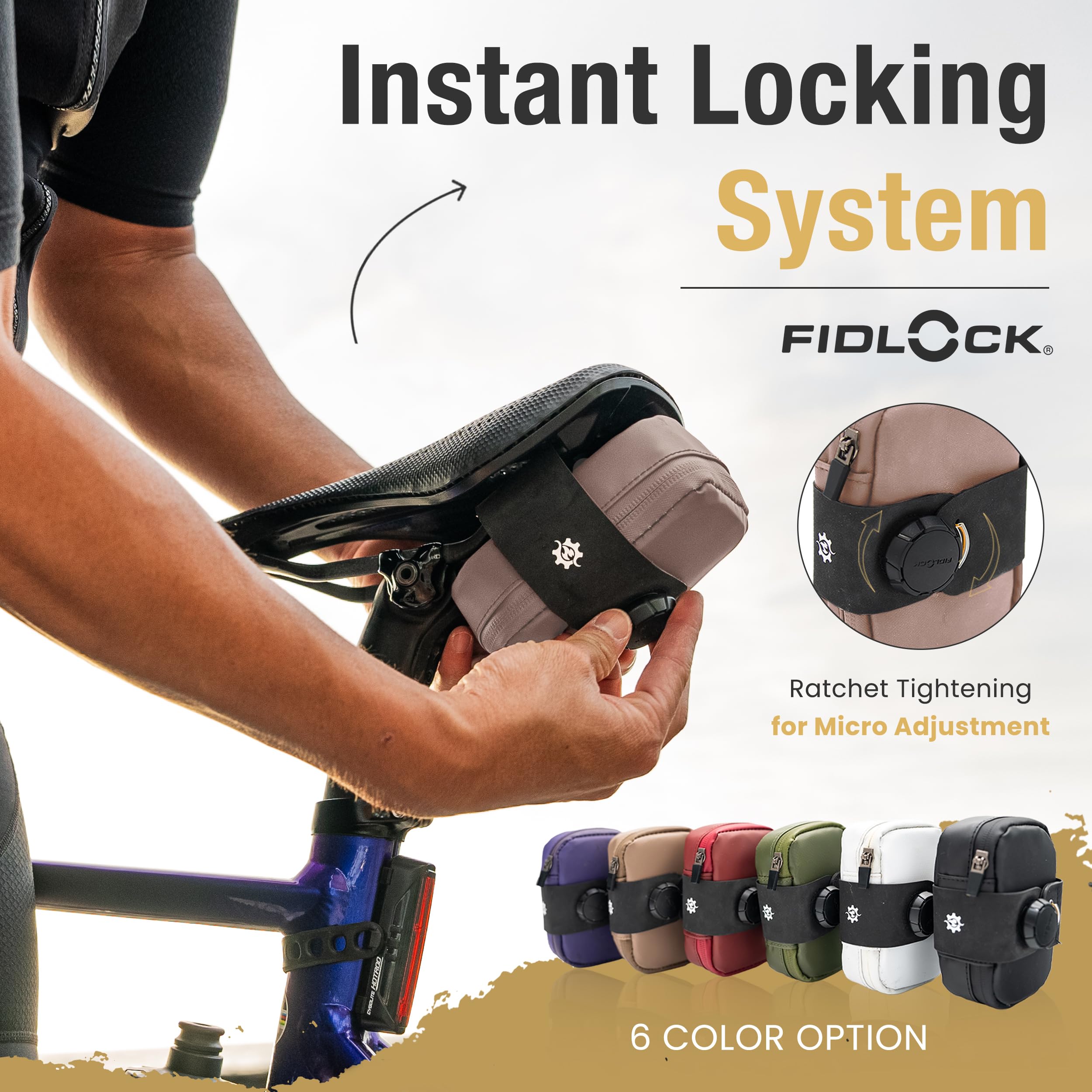 Lumiere & Co. Falcon Magnetic Bike Saddle Bag – 0.69L | 6" x 3.5" x 2" | Sleek Minimalist Brick Design, Fast Magnetic Buckle Attachment | Road Cycling–Specific Bike Seat Bag (Black, Large)