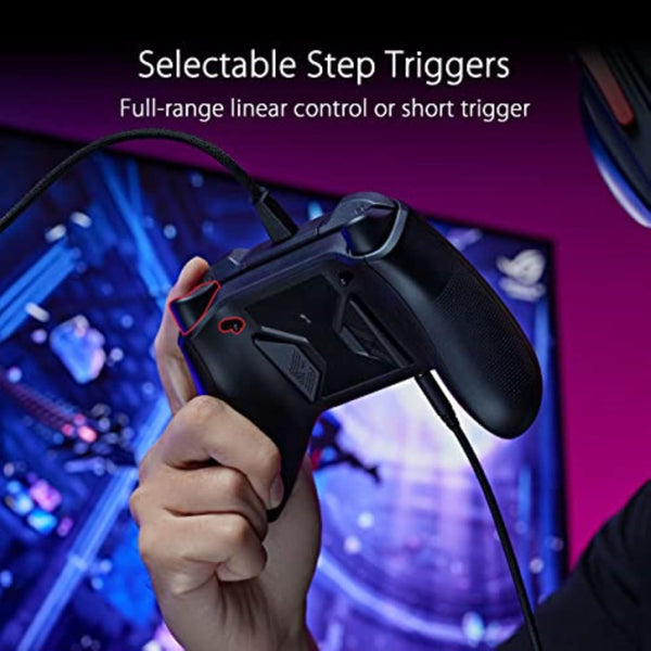 Asus ROG Raikiri Pro Wireless PC controller, OLED display, USB-C/24GHz/BT on PC, USB-C on Xbox, 4 remappable rear buttons, step/linear triggers, adjustable joystick sensitivity, 35mm jack, ESS DAC